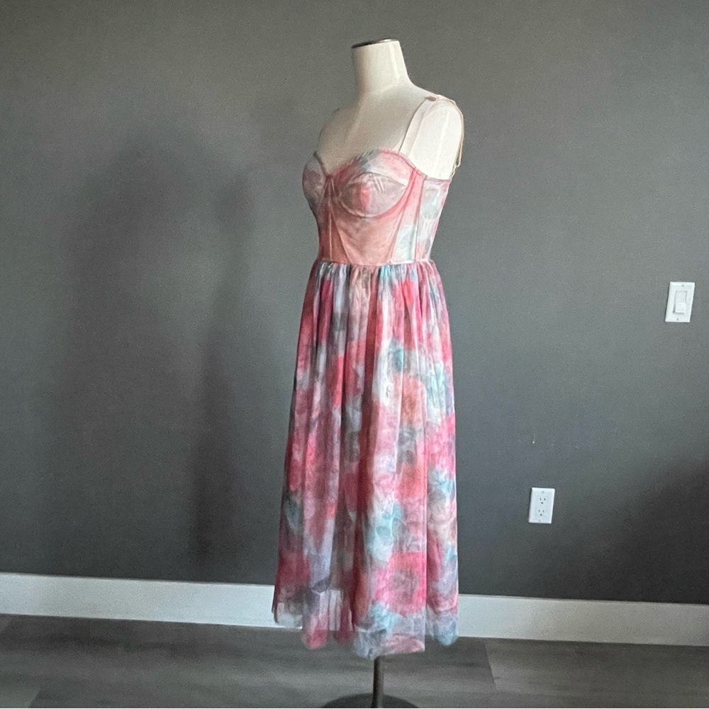 Bella Barnett Floral Mesh Bustier Fairy Dress Romantic Sheer Zimmermann-Inspired - Picture 4 of 8